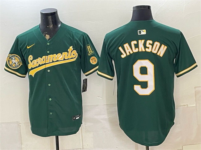 Men's Oakland Athletics #9 Reggie Jackson 2026 Green Alternate Sacramento Celebrating 125 Years Vapor Limited Stitched Baseball Jersey Men's Oakland Athletics #9 Reggie Jackson 2026 Green Alternate Sacramento Celebrating 125 Years Vapor Limited Stitched Baseball Jersey